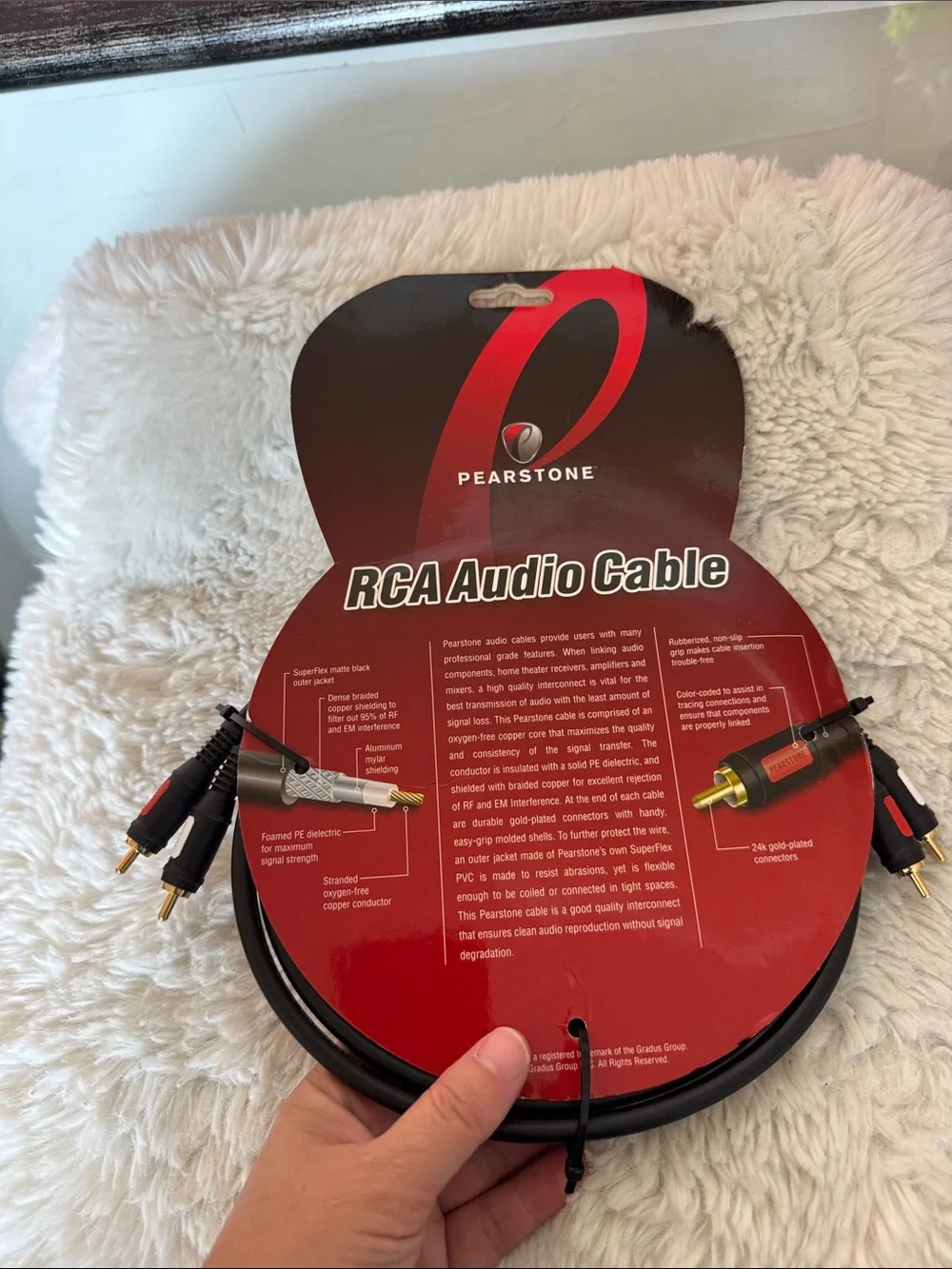 Pearstone RCA Audio Cable - Black with Red Label 10 ft